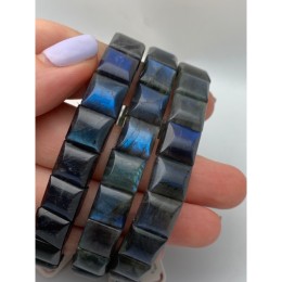 Браслет, Лабрадор, люкс, огранка, 11х11х6,5 мм, 18 пластин