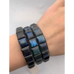 Браслет, Лабрадор, люкс, огранка, 11х11х6,5 мм, 18 пластин