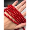 Каменные бусины, Коралл, красный, тонированный, шарик гладкий, 8-8,5 мм, длина нити 40 см