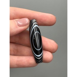 Бусина Дзи "548", (2), агат в кварце, глаз природный, люкс, размер 52х14 мм, цена за 1 шт