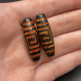 Бусина Дзи "360", Агат, Лабиринт, состаренная, 30х10 мм, цена за 1 шт