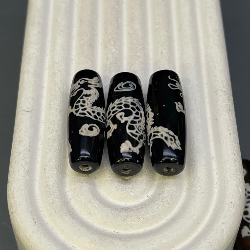 Бусина Дзи "377", Агат, Дракон, размер 30х10 мм, цена за 1 шт