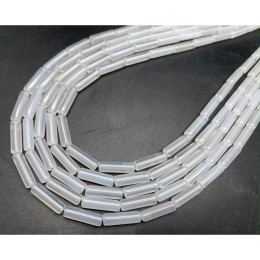 Каменные бусины, Халцедон, белый, трубочки, 13х4 мм, длина нити 38 см