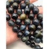 Каменные бусины, Тигрово-соколиный глаз, люкс, шарик гладкий, 14 мм, длина нити 19 см
