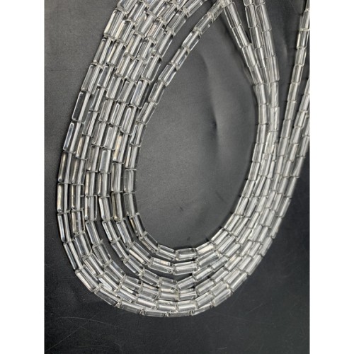 Каменные бусины, Горный хрусталь, трубочки, 8х6 мм, длина нити 38 см