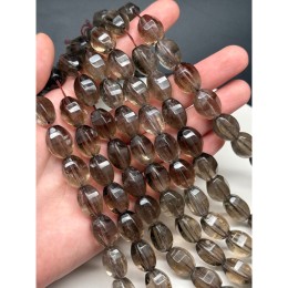 Каменные бусины, Раухтопаз, Дымчатый Кварц, фриформы, овал огранка, 16х12 мм, длина нити 19 см