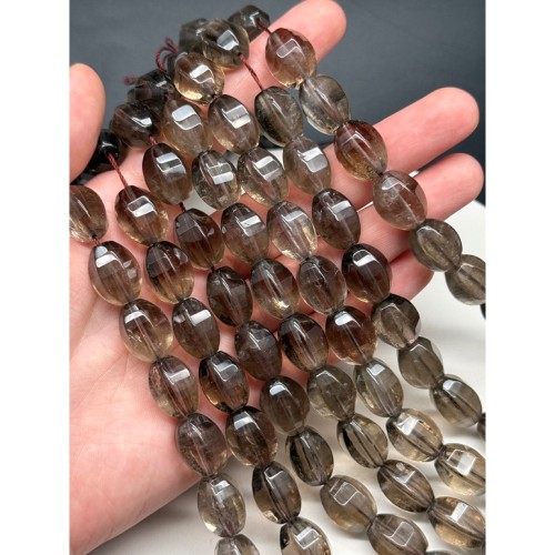 Каменные бусины, Раухтопаз, Дымчатый Кварц, фриформы, овал огранка, 16х12 мм, длина нити 38 см