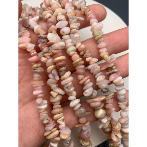 Каменные бусины, Опал, розовый, фриформы, 9х4 мм, длина нити 78 см