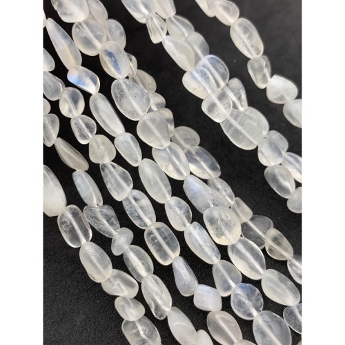 Каменные бусины, Лунный камень, фриформы, 10х5 мм, длина нити 38 см