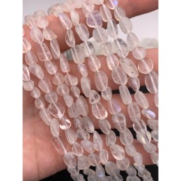 Каменные бусины, Лунный камень, фриформы, 10х5 мм, длина нити 38 см