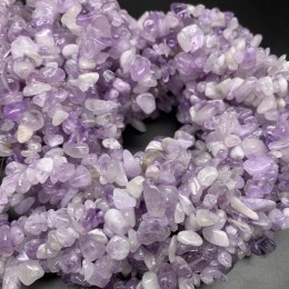 Каменные бусины, Аметист, лавандовый, фриформы, крошка, 8х5 мм, длина нити 78 см