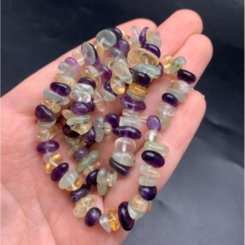 Каменные бусины, Кварцевый Микс (цитрин, аметист, пренит), фриформы, 9х4 мм, длина нити 38 см