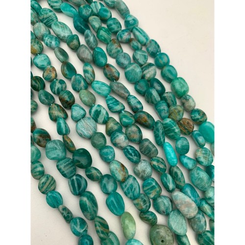 Каменные бусины, Амазонит, Россия, фриформы, 8х6 мм, длина нити 38 см