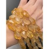 Каменные бусины, Цитрин, люкс, фриформы, огранка, размер ~20х12 мм, длина нити 19 см, на нити 9 бусин