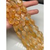 Каменные бусины, Цитрин, люкс, фриформы, огранка, размер ~20х12 мм, длина нити 19 см, на нити 9 бусин