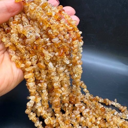 Каменные бусины, Цитрин, фриформы, крошка, 8х5 мм, длина нити 78 см