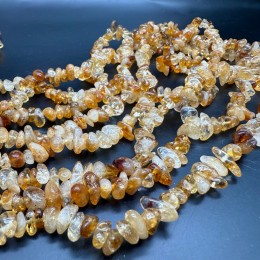 Каменные бусины, Цитрин, фриформы, крошка, 8х5 мм, длина нити 78 см