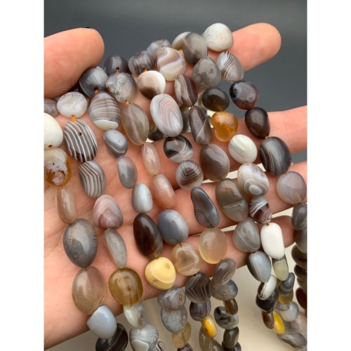 Каменные бусины, Агат Ботсвана, фриформы, 12-15х10 мм, длина нити 38 см