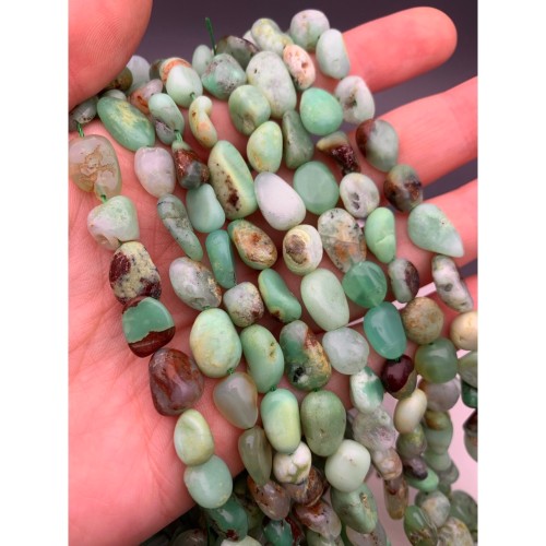 Каменные бусины, Хризопраз, фриформы, 10х8 мм, длина нити 38 см