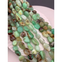 Каменные бусины, Хризопраз, фриформы, 10х8 мм, длина нити 38 см