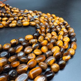 Каменные бусины, Тигровый глаз, фриформы, 10х8 мм, длина нити 40 см