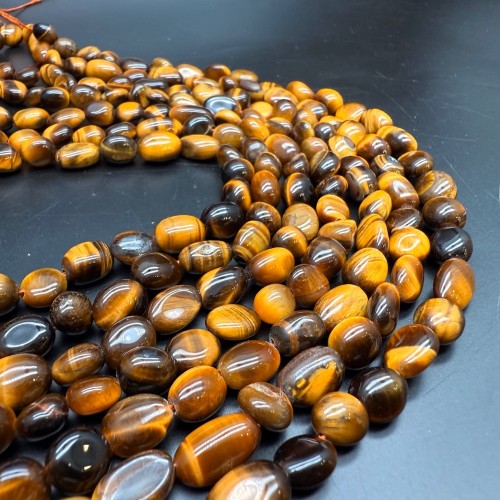 Каменные бусины, Тигровый глаз, фриформы, 10х8 мм, длина нити 40 см