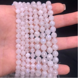 Каменные бусины, Лунный камень, люкс, шарик, ювелирная огранка, 7,5 - 8 мм, длина нити 19 см