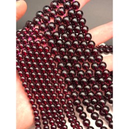 Каменные бусины, Гранат, экстра люкс, 6А, шарик гладкий, 6 мм, длина нити 19 см