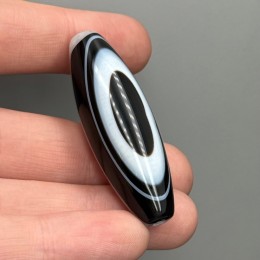 Бусина Дзи "548", (3), агат в кварце, глаз природный, люкс, размер 50х16 мм, цена за 1 шт