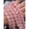 Каменные бусины, Розовый кварц, шарик гладкий, 14 мм, длина нити 38 см