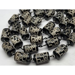 Дзи, 9 глаз, Агат, чёрный, тонированный, 22х14 мм, цена за 1 бусину