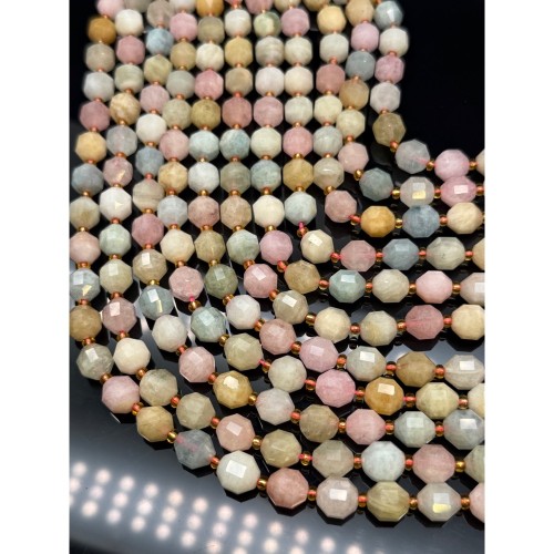 Каменные бусины, Берилловый Микс, люкс, ювелирная огранка, 10х9 мм, длина нити 39 см