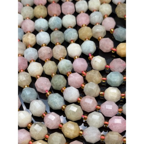 Каменные бусины, Берилловый Микс, люкс, ювелирная огранка, 10х9 мм, длина нити 39 см