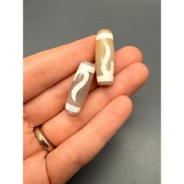 Бусина Дзи "832", Руи, золотой ключ, агат, халцедон светлый, размер 30х10 мм, цена за 1 шт