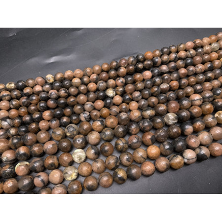 Каменные бусины, Андалузит ( Хиастолит ), шарик гладкий, 10 мм, длина нити 19 см