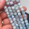 Каменные бусины, Аквамарин, Голубой Берилл, кубик огранка, 8,5х8,5 мм, длина нити 19 см
