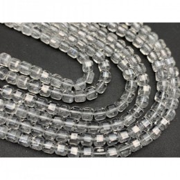 Каменные бусины, Горный Хрусталь, Люкс, Зеркальная огранка, кубик, 5,5х5,5 мм, длина нити 39 см