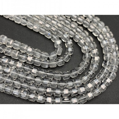 Каменные бусины, Горный Хрусталь, Люкс, Зеркальная огранка, кубик, 5,5х5,5 мм, длина нити 39 см