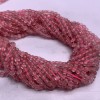 Каменные бусины, Клубничный Кварц, кубик, ювелирная огранка, 2х2 мм, длина нити 38 см
