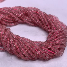 Каменные бусины, Клубничный Кварц, кубик, ювелирная огранка, 2х2 мм, длина нити 38 см