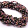 Каменные бусины, Турмалин, кубик, ювелирная огранка, 2х2 мм, длина нити 38 см