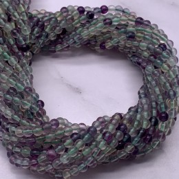 Каменные бусины, Флюорит, шарик гладкий, 3 мм, длина нити 38 см