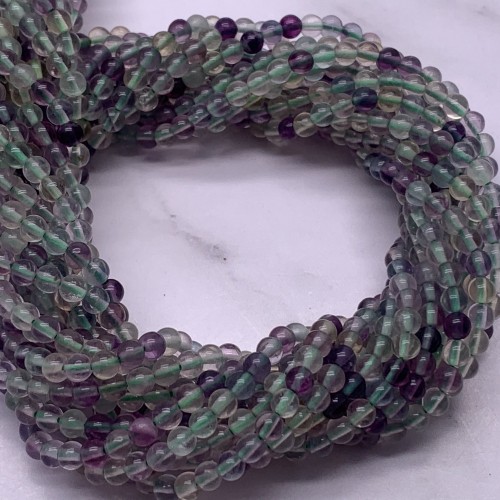 Каменные бусины, Флюорит, шарик гладкий, 3 мм, длина нити 38 см