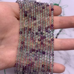 Каменные бусины, Флюорит, шарик гладкий, 3 мм, длина нити 38 см