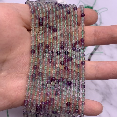 Каменные бусины, Флюорит, шарик гладкий, 3 мм, длина нити 38 см