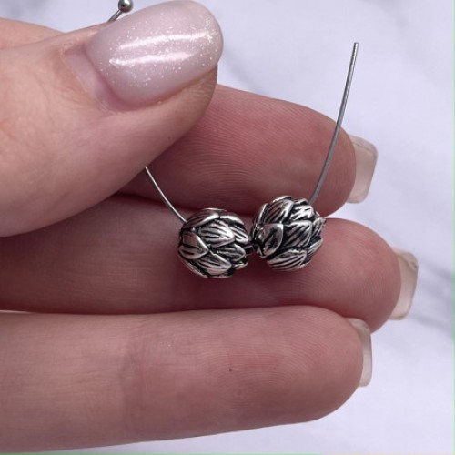 Бусина, "Лотос", тайское серебро, размер 7,5х7 мм, цена за 1 шт.