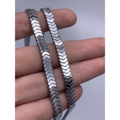 Каменные бусины, Гематит синтетический, стрелка, серебро, размер 6х2 мм, нить 40 см