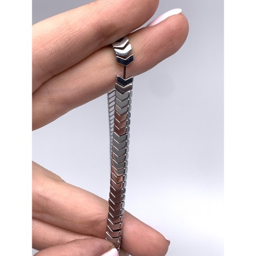 Каменные бусины, Гематит синтетический, стрелка, серебро, размер 6х2 мм, нить 40 см