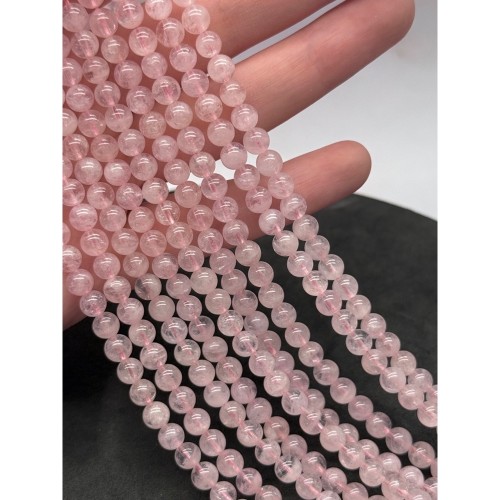 Каменные бусины, Морганит, розовый Берилл, воробьевит, люкс, шарик гладкий, 6 мм, длина нити 38 см