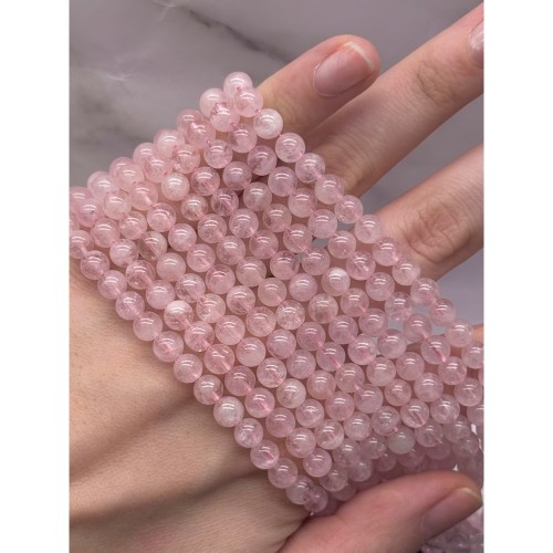Каменные бусины, Морганит, розовый Берилл, воробьевит, люкс, шарик гладкий, 6 мм, длина нити 38 см